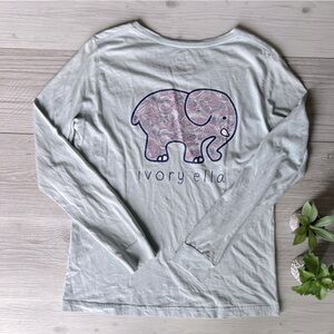 IVORY ELLA swirl print elephant graphic tee size M